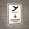 Departure With Down Arrow White Bilingual Spanish Portrait - Wall Sign