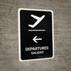 Departure With Left Arrow Black Bilingual Spanish Portrait - Wall Sign