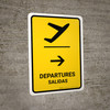 Departure With Right Arrow Yellow Bilingual Spanish Portrait - Wall Sign
