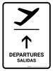 Departure With Up Arrow White Bilingual Spanish Portrait - Wall Sign
