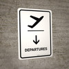 Departure With Down Arrow White Portrait - Wall Sign