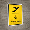 Departure With Down Arrow Yellow Portrait - Wall Sign
