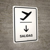 Departure With Down Arrow White Spanish Portrait - Wall Sign