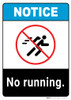 Notice: No Running ANSI - Wall Sign