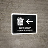 Gift Shop With Left Arrow Black Bilingual Spanish Landscape - Wall Sign