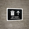 Gift Shop With Up Arrow Black Bilingual Spanish Landscape - Wall Sign
