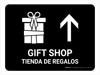Gift Shop With Up Arrow Black Bilingual Spanish Landscape - Wall Sign