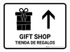 Gift Shop With Up Arrow White Bilingual Spanish Landscape - Wall Sign