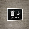 Gift Shop With Down Arrow Black Landscape - Wall Sign
