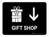 Gift Shop With Down Arrow Black Landscape - Wall Sign