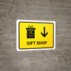Gift Shop With Down Arrow Yellow Landscape - Wall Sign Gift Shop With Down Arrow Yellow Landscape - Wall Sign