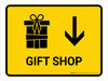 Gift Shop With Down Arrow Yellow Landscape - Wall Sign Gift Shop With Down Arrow Yellow Landscape - Wall Sign