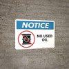 Notice: No Used Oil - Wall Sign