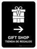 Gift Shop With Right Arrow Black Bilingual Spanish Portrait - Wall Sign