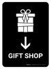 Gift Shop With Down Arrow Black Portrait - Wall Sign