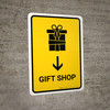 Gift Shop With Down Arrow Yellow Portrait - Wall Sign Gift Shop With Down Arrow Yellow Portrait - Wall Sign