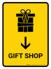 Gift Shop With Down Arrow Yellow Portrait - Wall Sign Gift Shop With Down Arrow Yellow Portrait - Wall Sign