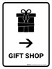 Gift Shop With Right Arrow White Portrait - Wall Sign Gift Shop With Right Arrow White Portrait - Wall Sign