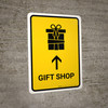 Gift Shop With Up Arrow Yellow Portrait - Wall Sign