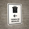 Gift Shop With Left Arrow White Spanish Portrait - Wall Sign