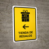 Gift Shop With Left Arrow Yellow Spanish Portrait - Wall Sign