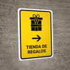 Gift Shop With Right Arrow Yellow Spanish Portrait - Wall Sign Gift Shop With Right Arrow Yellow Spanish Portrait - Wall Sign