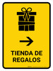 Gift Shop With Right Arrow Yellow Spanish Portrait - Wall Sign Gift Shop With Right Arrow Yellow Spanish Portrait - Wall Sign
