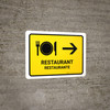 Restaurant With Right Arrow Yellow Bilingual Spanish Landscape - Wall Sign