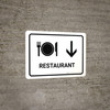 Restaurant With Down Arrow White Landscape - Wall Sign Restaurant With Down Arrow White Landscape - Wall Sign