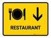 Restaurant With Down Arrow Yellow Landscape - Wall Sign