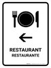 Restaurant With Left Arrow White Bilingual Spanish Portrait - Wall Sign