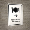 Restaurant With Right Arrow White Bilingual Portrait - Wall Sign