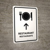 Restaurant With Up Arrow White Bilingual Portrait - Wall Sign