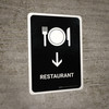 Restaurant With Down Arrow Black Portrait - Wall Sign
