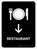 Restaurant With Down Arrow Black Portrait - Wall Sign