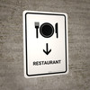 Restaurant With Down Arrow White Portrait - Wall Sign