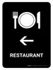 Restaurant With Left Arrow Black Portrait - Wall Sign