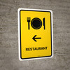 Restaurant With Left Arrow Yellow Portrait - Wall Sign