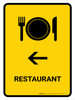 Restaurant With Left Arrow Yellow Portrait - Wall Sign