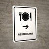 Restaurant With Right Arrow White Portrait - Wall Sign Restaurant With Right Arrow White Portrait - Wall Sign