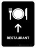 Restaurant With Up Arrow Black Portrait - Wall Sign