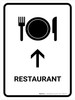 Restaurant With Up Arrow White Portrait - Wall Sign