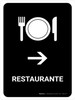 Restaurant With Right Arrow Black Spanish Portrait - Wall Sign Restaurant With Right Arrow Black Spanish Portrait - Wall Sign