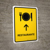 Restaurant With Up Arrow Yellow Spanish Portrait - Wall Sign Restaurant With Up Arrow Yellow Spanish Portrait - Wall Sign