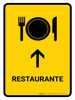 Restaurant With Up Arrow Yellow Spanish Portrait - Wall Sign Restaurant With Up Arrow Yellow Spanish Portrait - Wall Sign