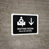 Waiting Room With Down Arrow Black Bilingual Spanish Landscape - Wall Sign