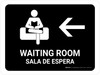 Waiting Room With Left Arrow Black Bilingual Spanish Landscape - Wall Sign