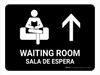 Waiting Room With Up Arrow Black Bilingual Spanish Landscape - Wall Sign