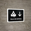 Waiting Room With Down Arrow Black Spanish Landscape - Wall Sign
