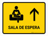 Waiting Room With Up Arrow Yellow Spanish Landscape - Wall Sign